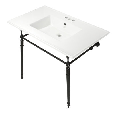 Kingston Brass Edwardian 37-Inch Ceramic Console Sink with Brass Legs