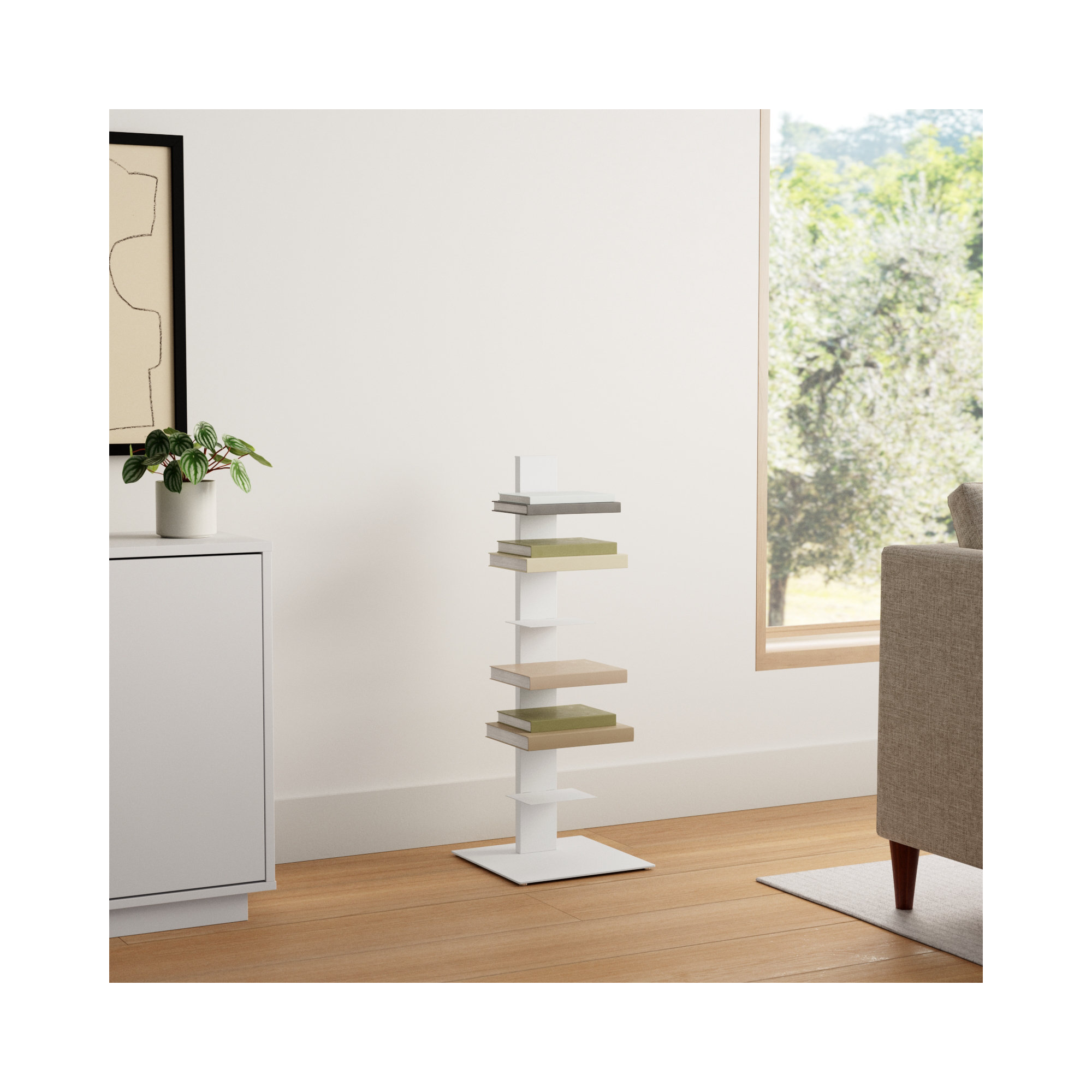 Ajax Steel Ladder Bookcase, White