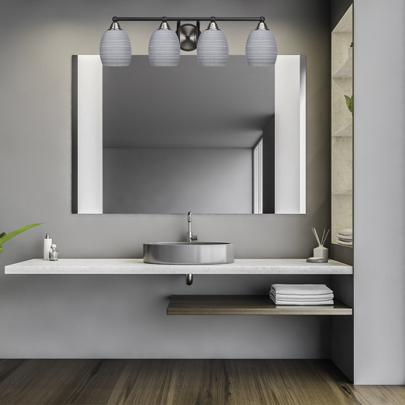 Barre d'éclairage de salle de bain 4 lumières Michell, Noir mat / nickel brossé