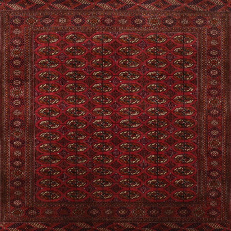 Tapis traditionnel rouge / brun Copey, Rond 5 pi