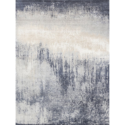 Tapis beige et taupe noué à la main de haute qualité