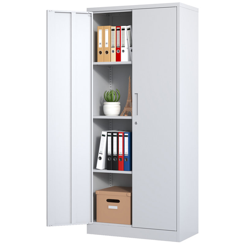 Armoire de rangement en métal de haute qualité avec système de verrouillage et plusieurs tablettes, idéale pour le garage, le bureau, la salle de classe et le garde-manger
