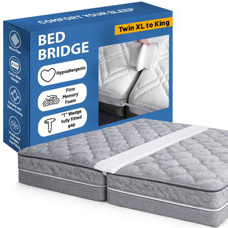 Continental Sleep, Bed Bridge Pad, Twin XL To King Bed Converter, Split King Gap Filler For Adjustable, Good For Guests Stay.