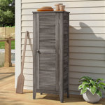 Beachcrest Home™ Anjenette 24'' W 104.73 Gallons Water Resistant Solid Wood Acacia Lockable Cabinet Deck Box