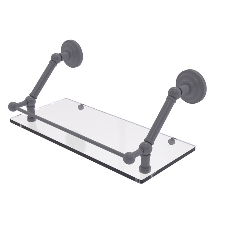 Tablette flottante avec barre de galerie Jhene, Gris mat, H 8 po x l 18 po x P 8,6 po