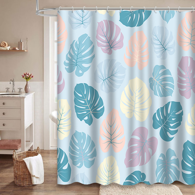 Rideau de douche bohémien à motif floral avec 12 crochets, L 72 po x l 72 po
