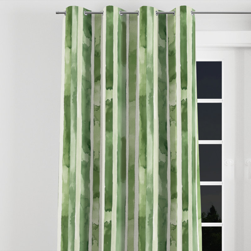 Striped Room Darkening Curtains - Country Farmhouse Bonella Grommet Curtain - 1 Panel, Gold Grommets, 52" W x 90" L