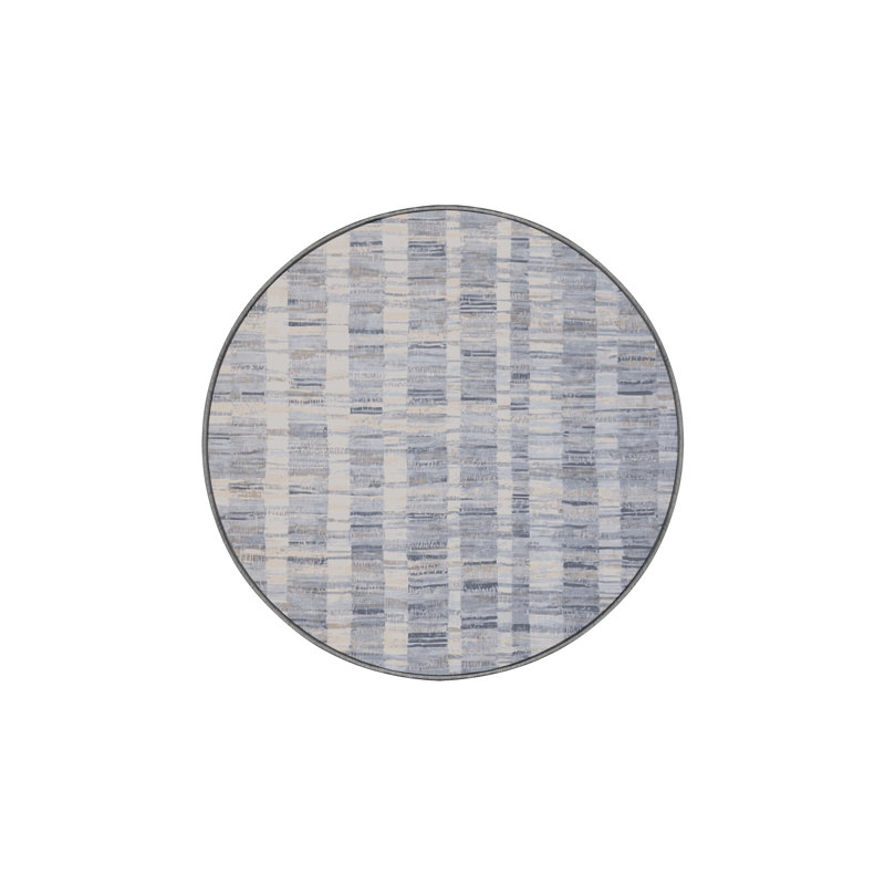 Machine Washable Gray Area Rug, Round 7'