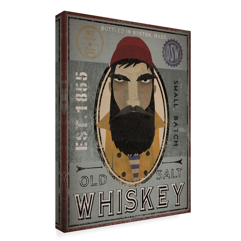 « pêcheur vi old sel whiskey », reproduction d’impression sur toile tendue, H 47 po x l 35 po x P 2 po