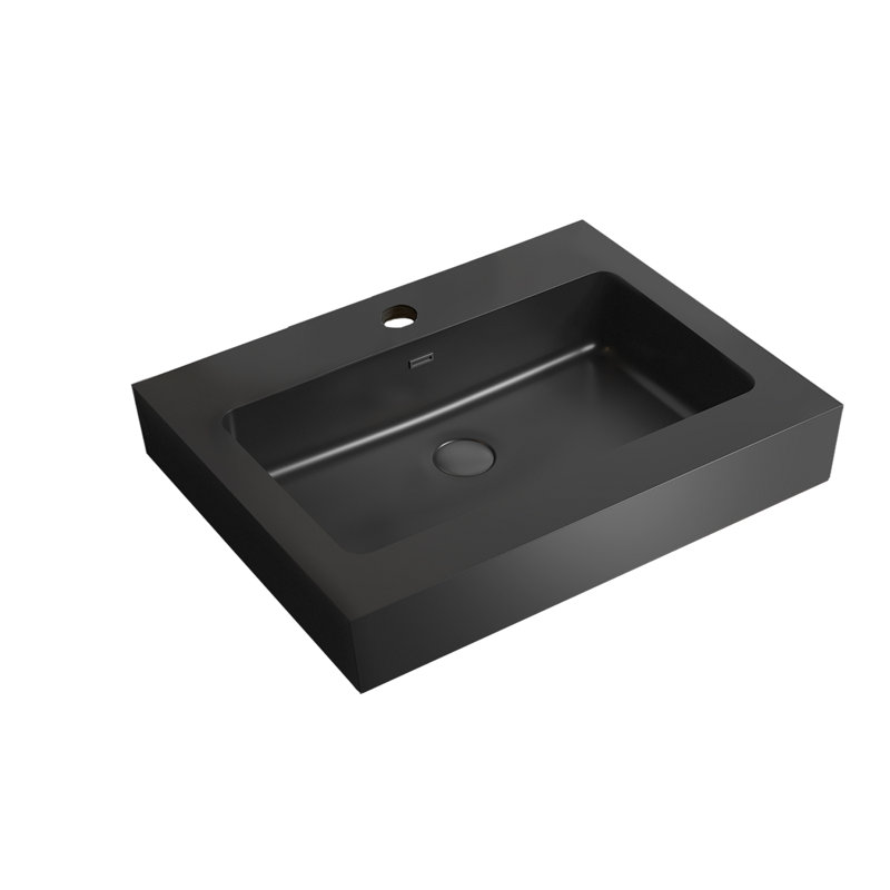 Integrated Engineered Quartz Basin WITHOUT Drain And Faucet, Matt Black Color