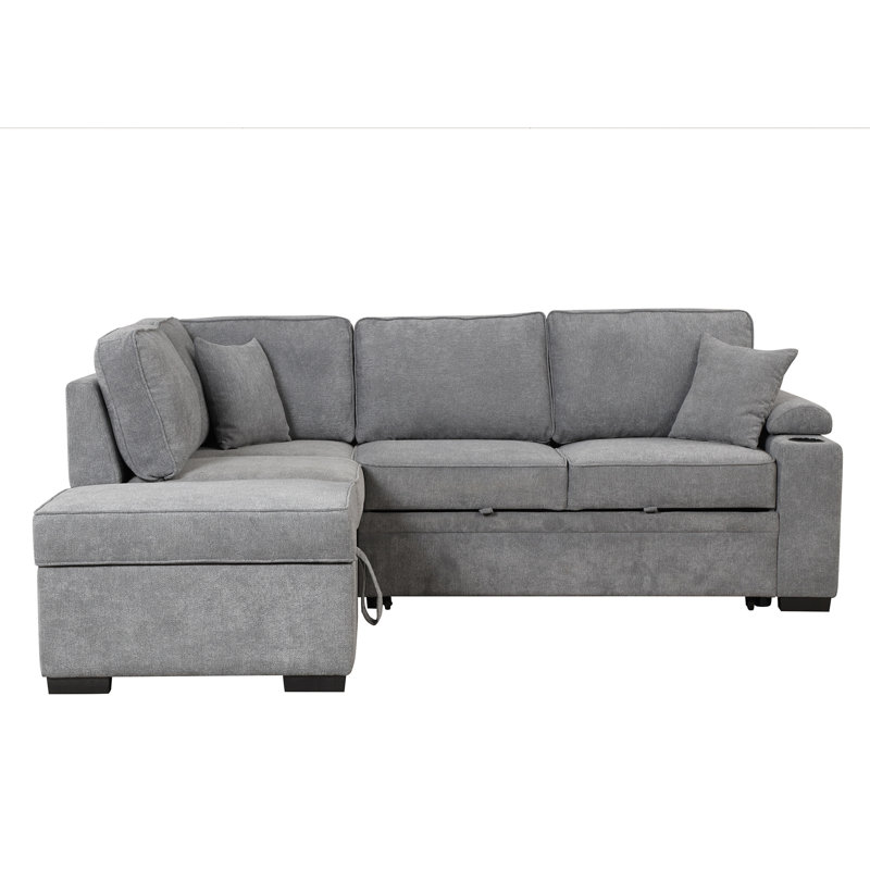 Canapé-lit en L de 84,75 po avec repose-pieds avec rangement en L 2 en 1 - idéal pour le salon, la chambre à coucher et le petit appartement (gris)