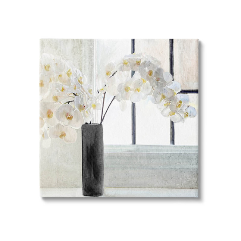 "Sunlit White Orchids Arrangement" par Kim Allen, L 30 po x H 30 po, Toile tendue