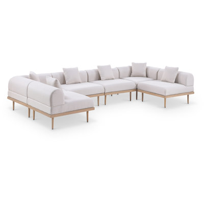 Madeleine 142" Resilient Water Resistant Olefin Fabric Upholstered 6Pc. Outdoor Patio Modular Sectional