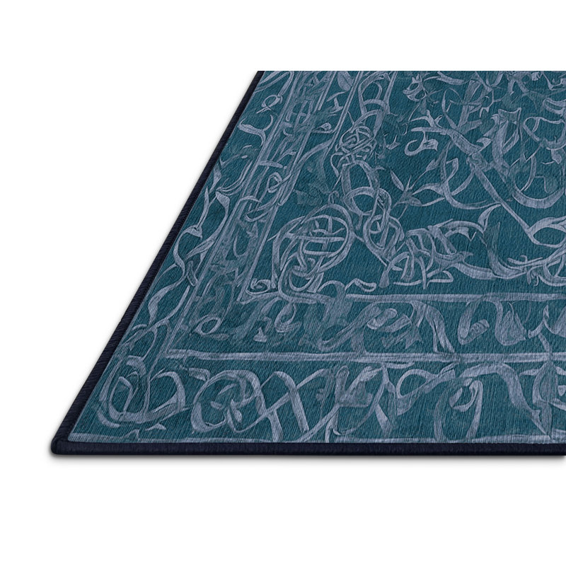 Machine Washable Gray Area Rug, Square 7'