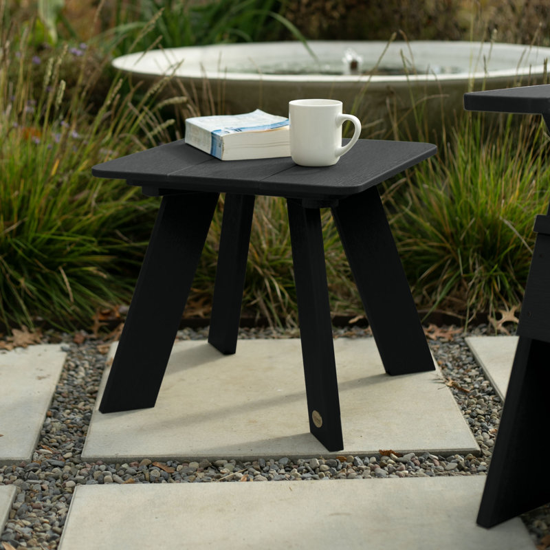 Byrnes Outdoor Adirondack Chair With Table, Black