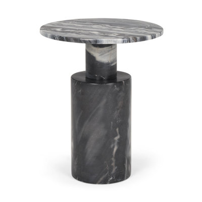 16" Gray Stone and Wood Tray Table