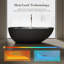 Baignoire de trempage autoportante noire à surface solide 59 "x 29,5" avec trop-plein et bonde escamotable pour salle de bain MonBlari-131401469-132398320
