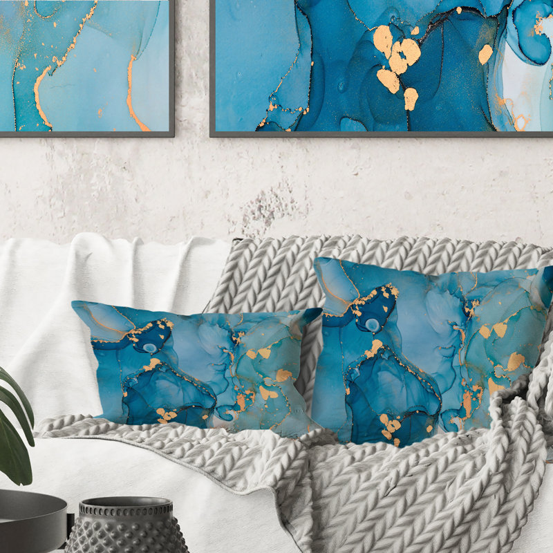 Coussin 12 "x 20" Blue and Gold