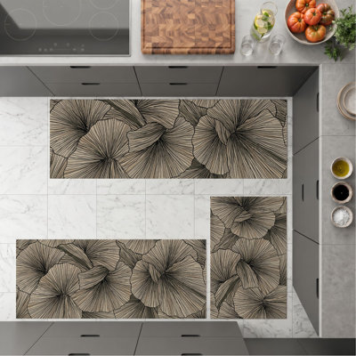 Tapis de cuisine lavables antidérapants à motif de feuilles