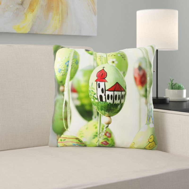 Coussin décoratif œufs de pâques Wortman, Microsuède, Intérieur