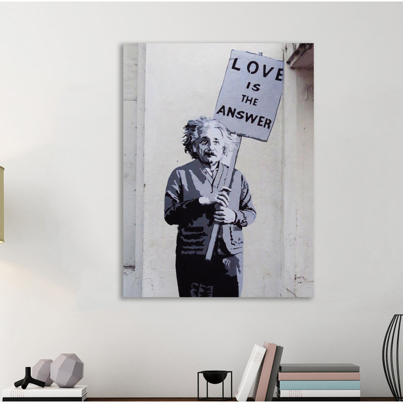 «Einstein, Love is the Response II» par Banksy Banksy, reproduction d'art graphique sur toile, H 32 po x l 24 po x P 1,5 po