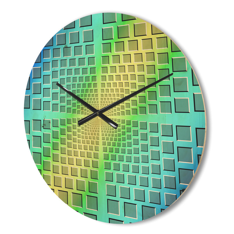 Horloge murale moderne en bois mauve et jaune, Petit
