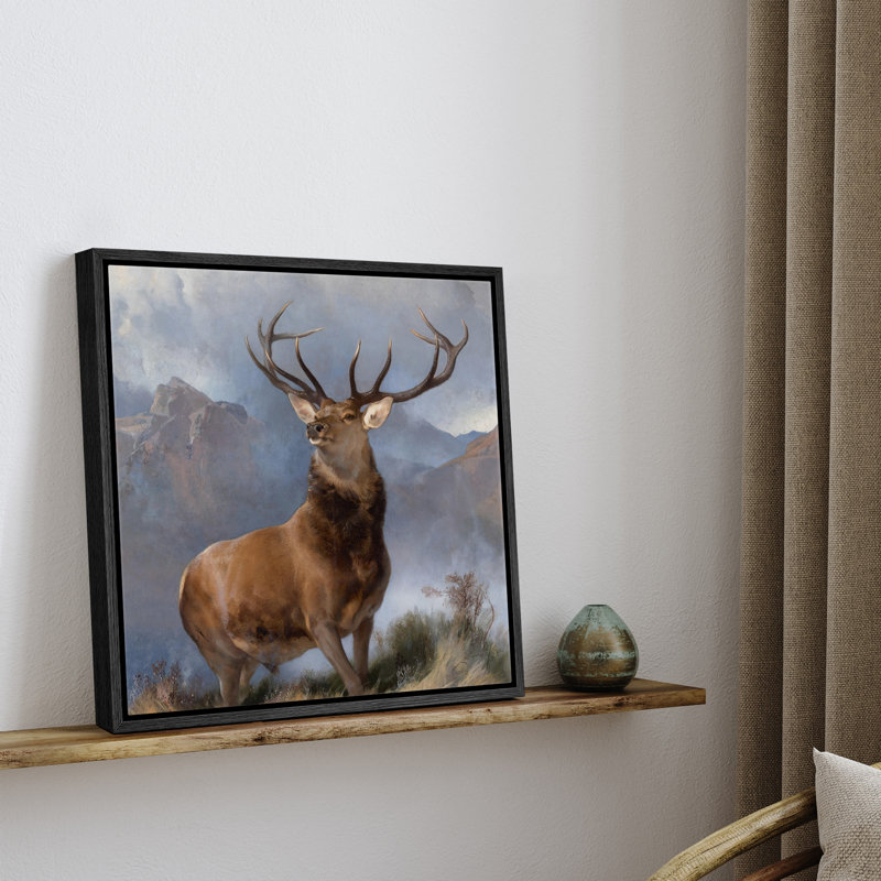 Art de cerf majestueux, photos de cerf, impression encadrée sur toile, H 24 po x l 24 po x P 1,5 po, Cadre flottant noir