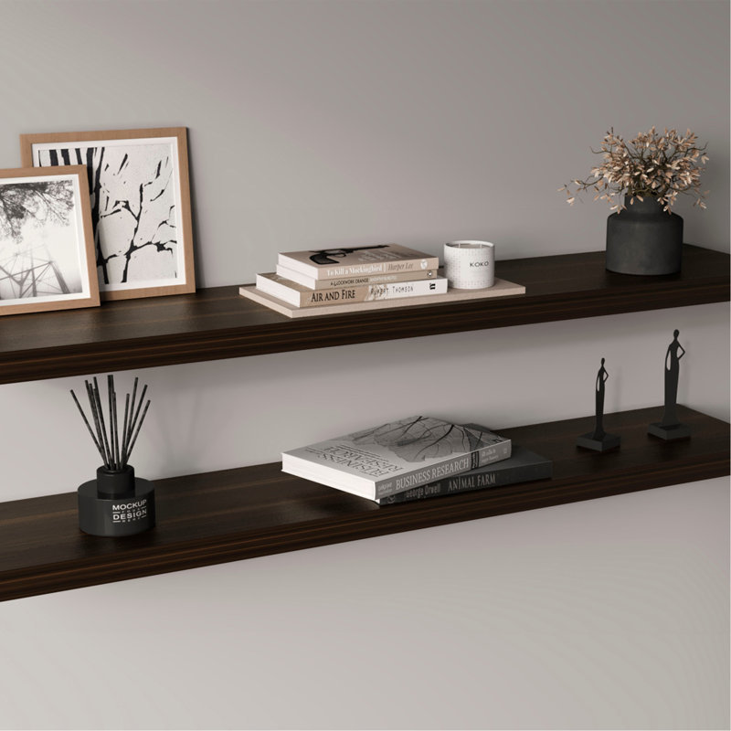 Ecco 47" Wide Floating Shelves Set Of 2, Shelves For Wall Decor For Bedroom, Bathroom Storage Shelves, Book Shelves For Living Room