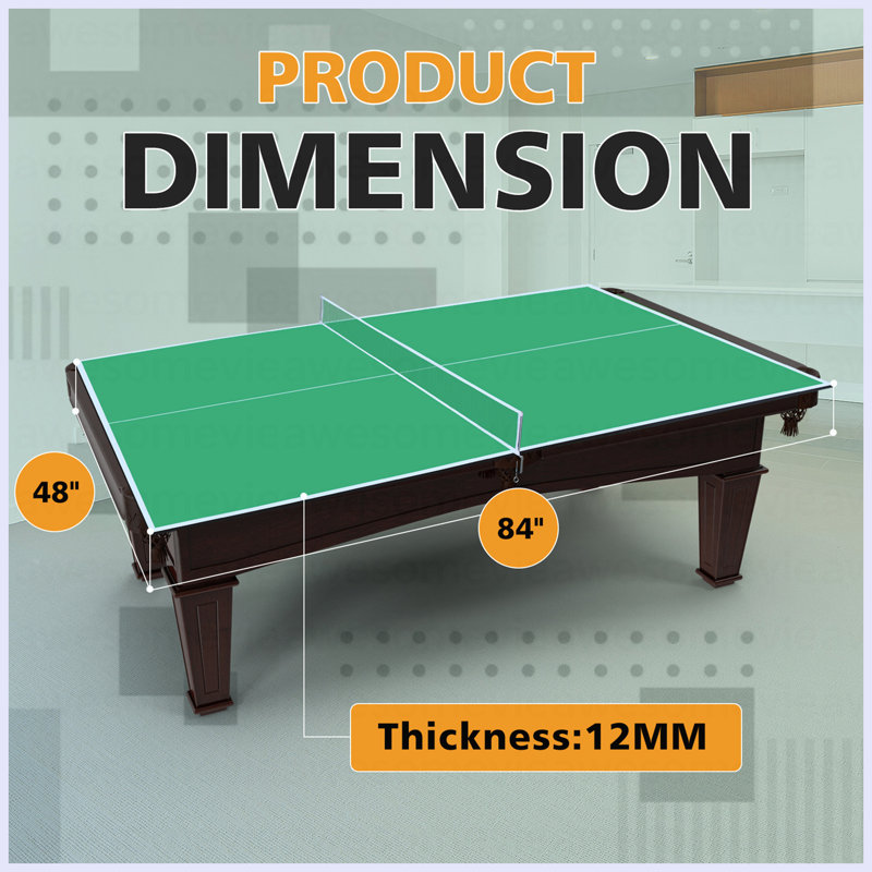 Table de tennis de table pliable et portable 7 * 4Ft, H 0,5 po x l 84 po x P 48 po, Vert