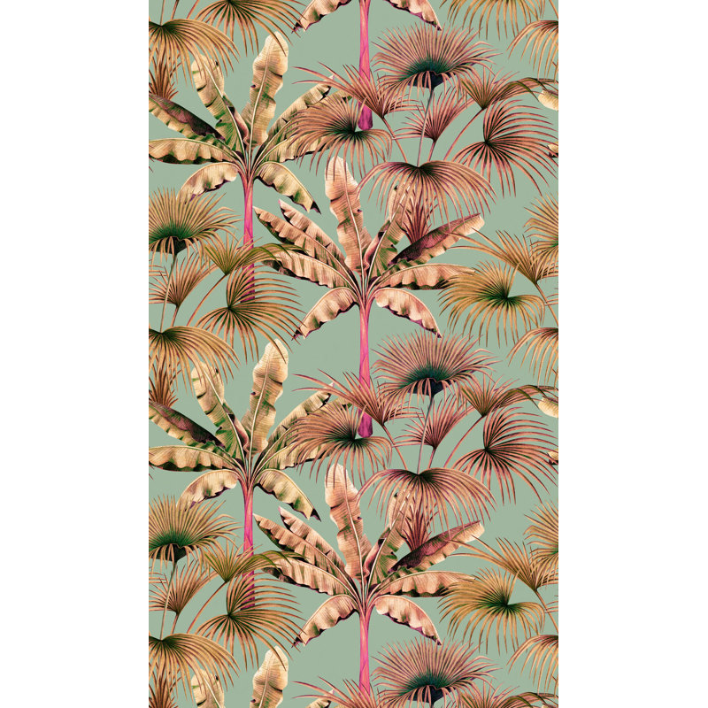 Amonie Floral Wall Mural, Mint/Pink/Brown