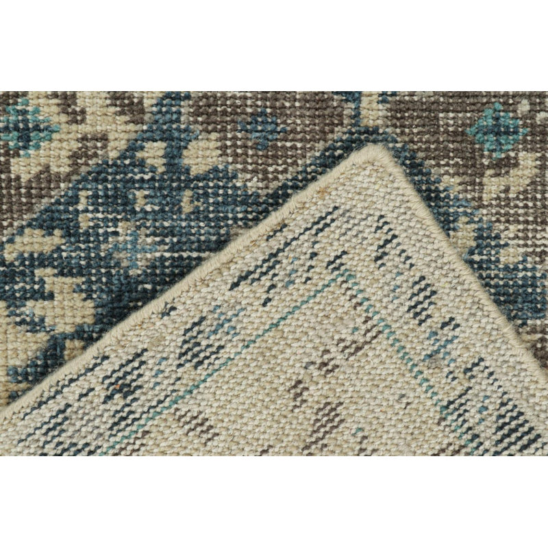 Distressed Homage Hand Knotted Wool Geometric Area Rug, Rectangle 10' x 14'