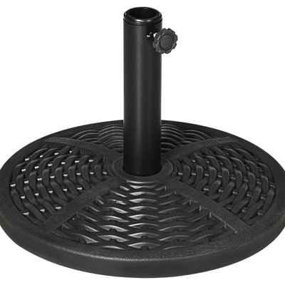 Base de parasol de 33 cm de hauteur, stable, noire avec motif, remplie de ciment noir, aspect
