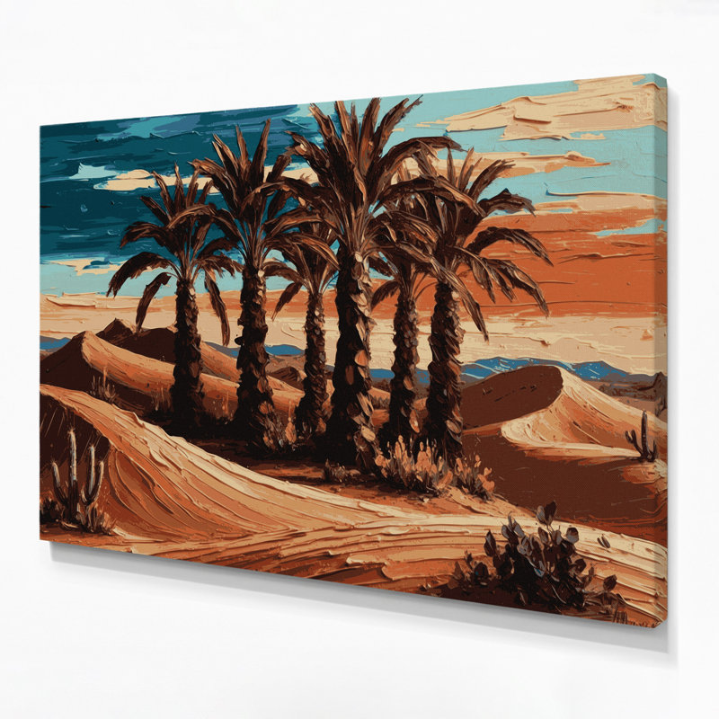 «Southwestern Plants Desert Palm 163», art mural sur toile brune, H 12 po x l 18 po