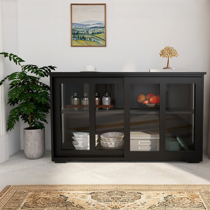 Armoire avec porte vitrée Janitzy, Noir