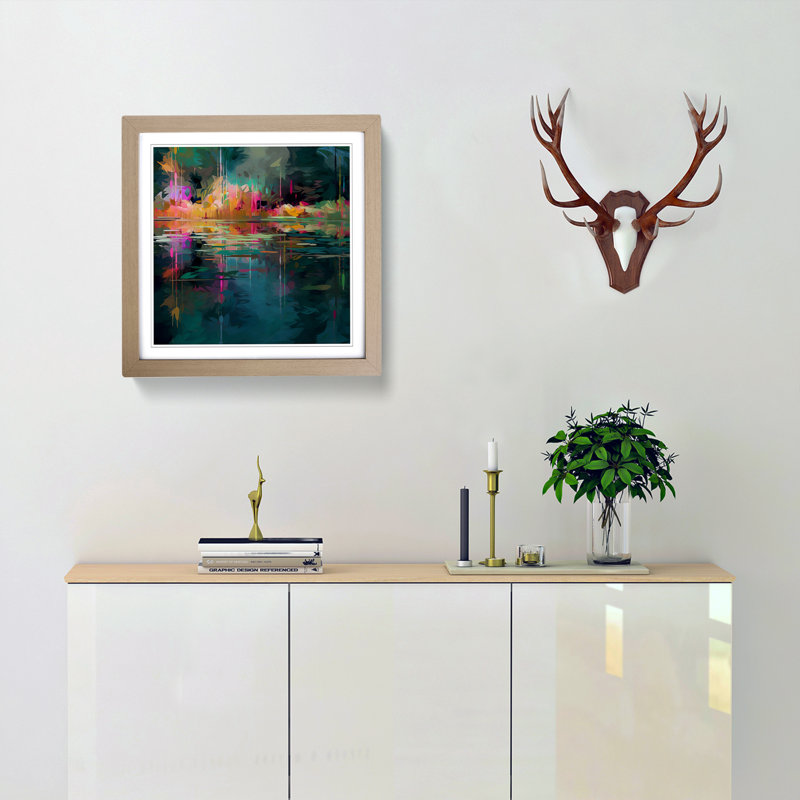 Pond Glitch No.3 - Framed Print, Oak