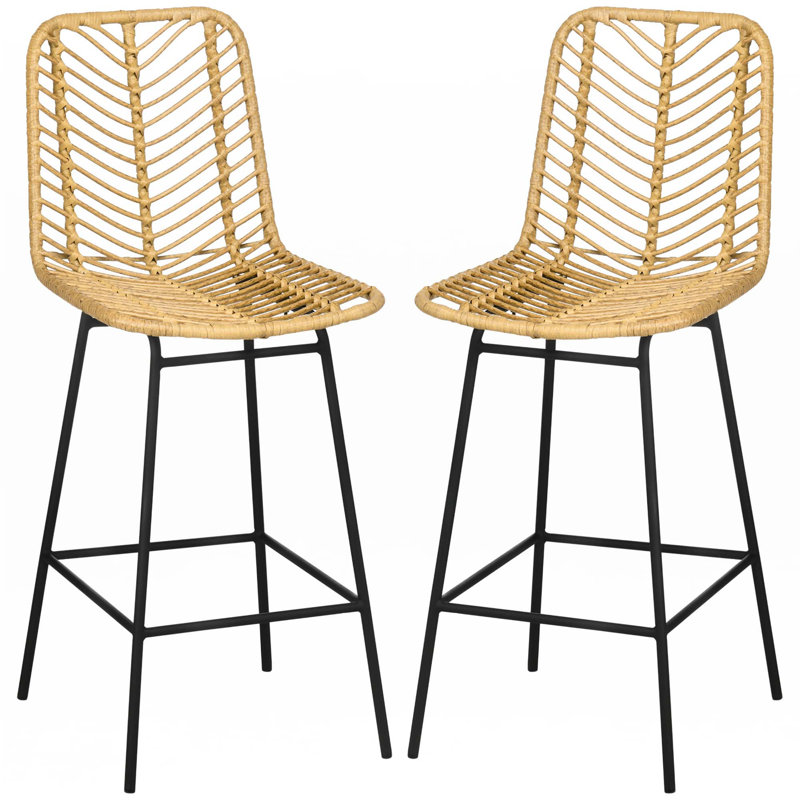 Ensemble de tabourets de bar en rotin, 2