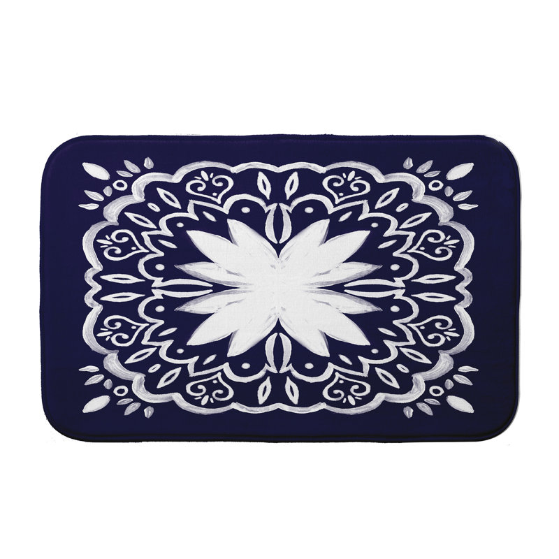 Tapis pour salle de bain Lower Hounslow, Bleu marine, L 21 po x L 34 po