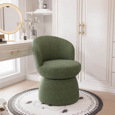 Fauteuil d'appoint rembourré Allis, tabouret de coiffeuse pivotant avec dossier à oreilles, fauteuil de maquillage en tissu Boucle