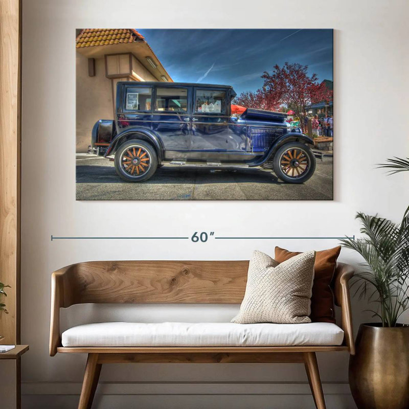 Jeep bleu rétro, H 34 po x l 51 po