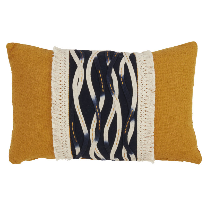 Coussin lombaire en coton Moutarde