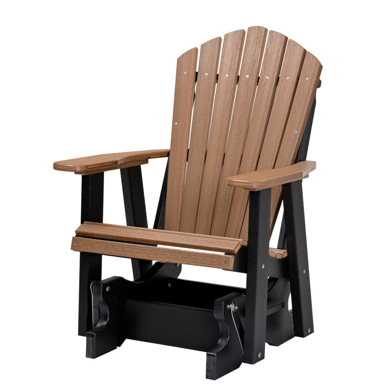 Mahogany and Black Adirondack Glider Chair, Brown/Black