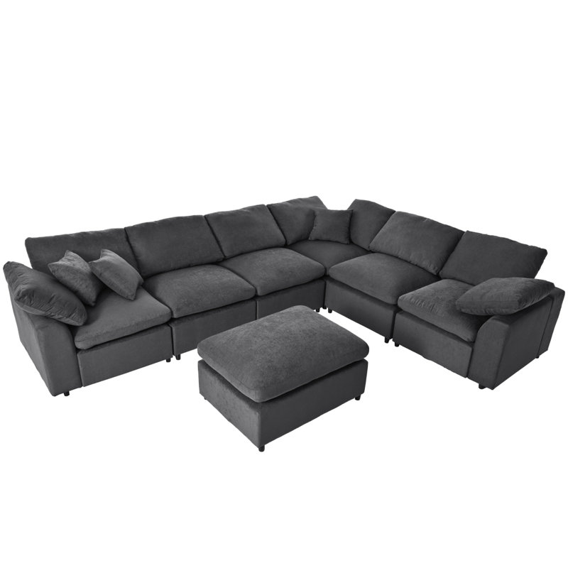 Canapé modulaire surdimensionné avec repose-pieds en U U_Style pour salon, bureau et espace spacieux
