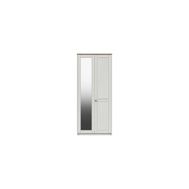 Newhaven 2 Door Manufactured Wood Wardrobe, Natural Rustic Oak/White