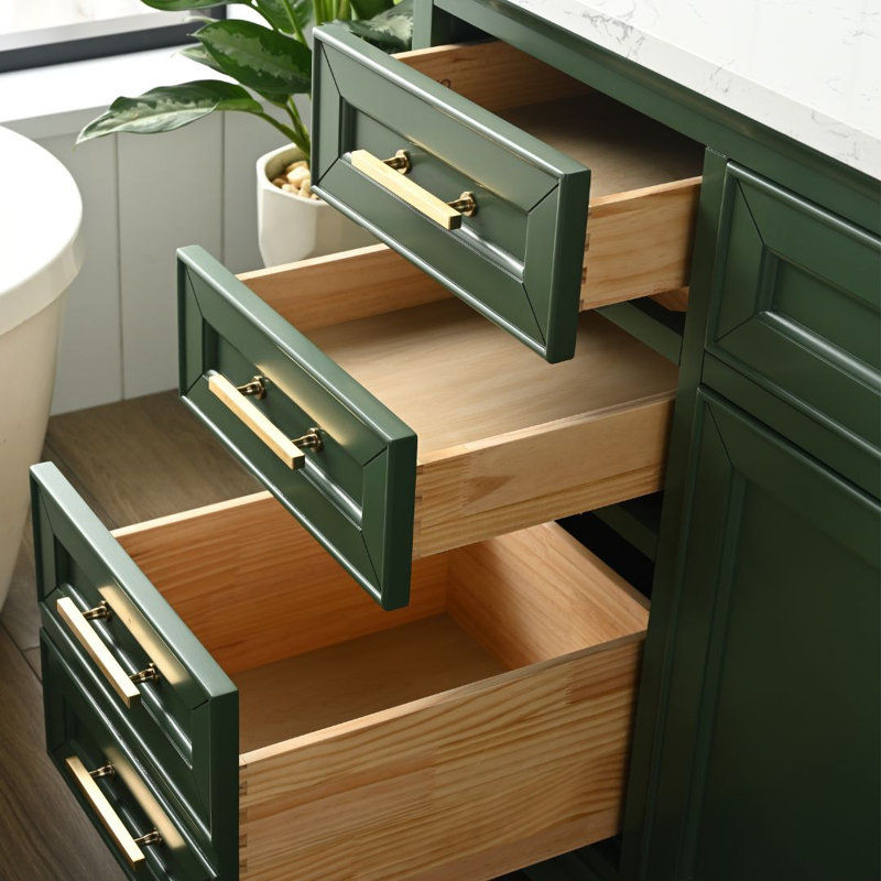 Thompson 60" W Single Bathroom Vanity, Evergreen/Brushed Gold