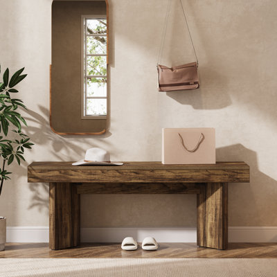 47" Wooden Entryway Bench, Farmhouse Shoe Bench