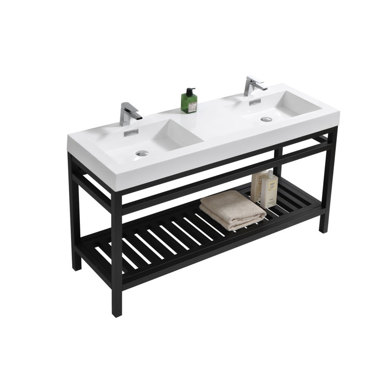 Halesowen 59'' Double Bathroom Vanity with Acrylic Top, Matte Black