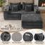 Canapé modulaire 80 po Cloud, canapé-lit en velours côtelé avec assise profonde, méridienne réversible, porte-gobelets et poches latérales, sans canapé d'assemblage, gris-636357741-636357651