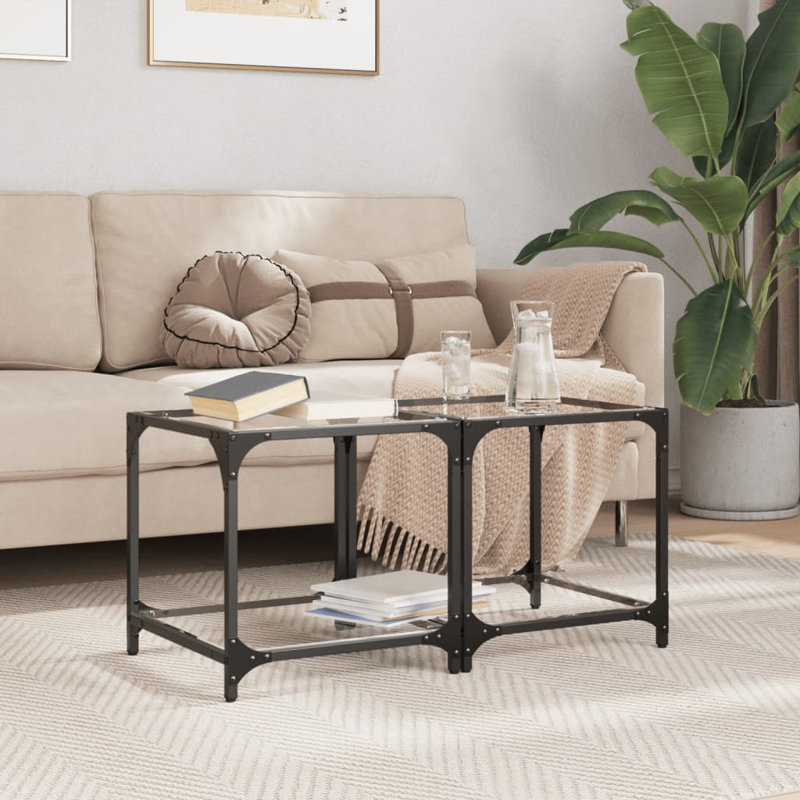 Daelani Coffee Table with Storage, Transparent, 40cm H x 40cm L x 40cm W