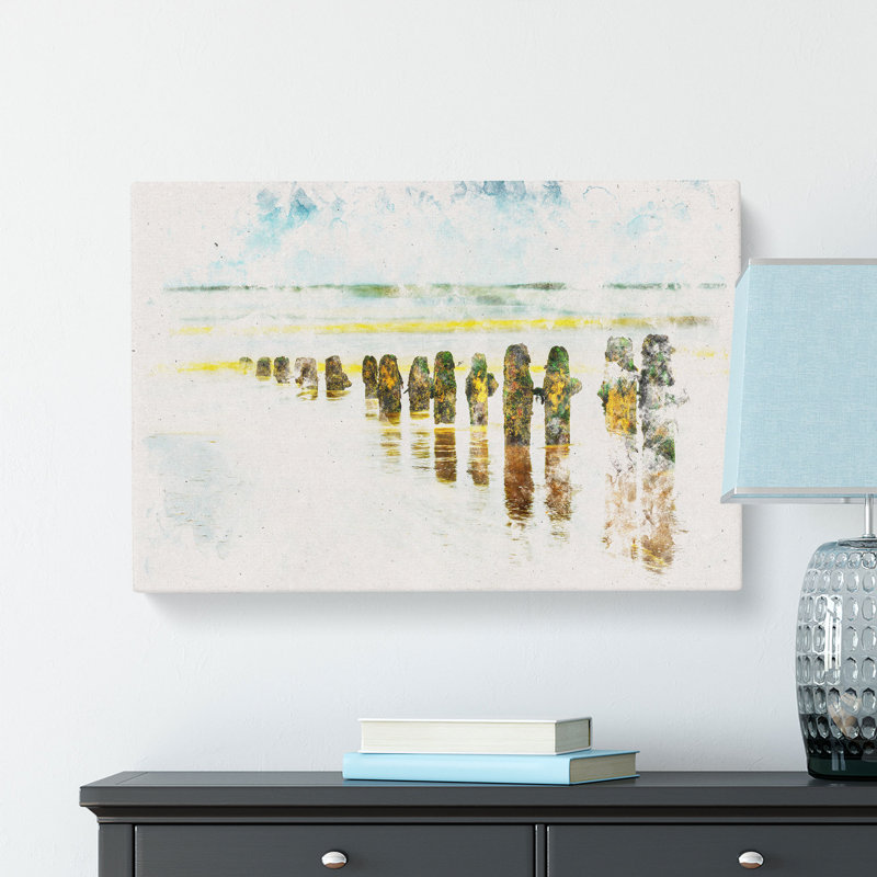 Groynes on Whitby Beach - Wrapped Canvas, 35cm H x 50cm W x 3cm D