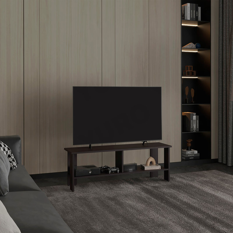 47-Inch TV Stand Modern Console with Shelves for Entertainment - Black Wengue